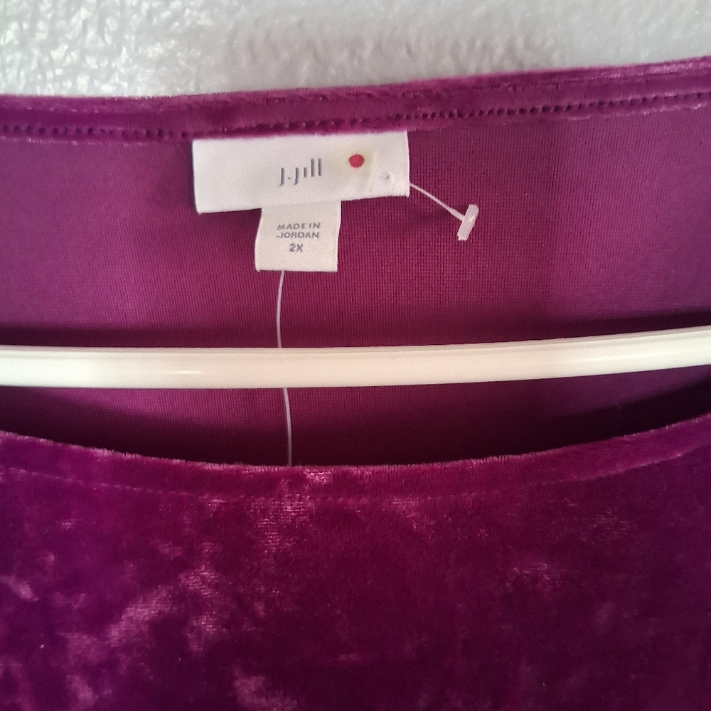 J Jill NWT Velvet 3/4 Sleeve Popover Top Sugarbeet 2X - Picture 4 of 7